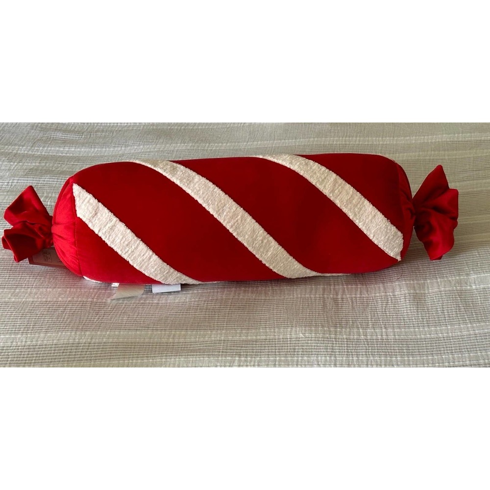 Christmas candy swirl bolster pillow 7 x20 by Cupcakes & Cashmere- NWT